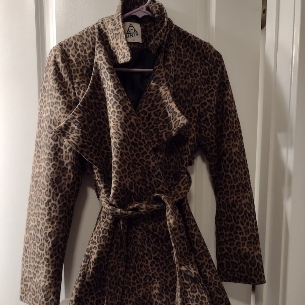 UNIF Leopard Trench Coat Size Small